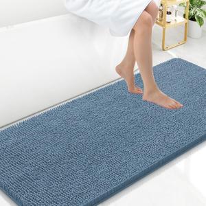 Arotive Bathroom Rugs 59x24, Extra Soft Absorbent Shaggy Chenille Bath Rugs, Machine Washable Rubber Backing Non-Slip Bath Mats for Bathroom Floor Tub and Shower, Home Decor Accessories,Grayish Blue