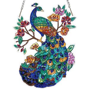 EOBROMD Diamond Hanging Art Kits for Adults Flower, Peacock DIY Special Shaped Rhinestone Kits for Adults, Diamond Art Painting Suncatcher, Window Pendants Home Garden Wall Hanging Ornament