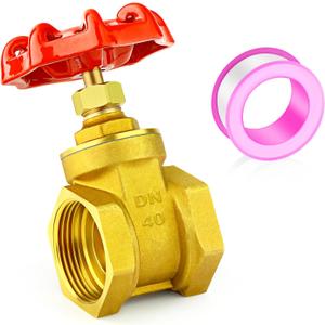GASHER 1PCS 1-1/2 Inch Brass industrial Gate Valve, Heavy-duty Rotary Sluice Valve With Female x Female Threads, With Wheel Handle, For Water, Oil, Gas