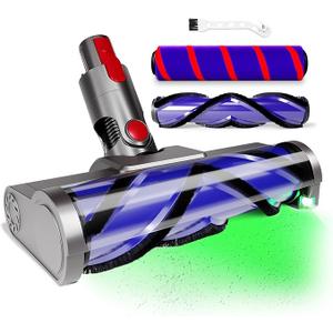 Upgraded 2 Brushes Vacuum Head Replacement for Dyson V7/V8/V10/V11/V15/SV10/SV11/SV12/SV14/SV15/SV22((Not for Slim) | AntiTangle Motorhead with LED Light | QuickRelease Cordless Vacuum Cleaner Head