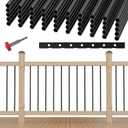 25 Pack Hollow Round Deck Balusters 26" Balusters for Deck Railing Aluminum Deck Spindle Staircase Balusters Deck Railing Equipped with a Drill Bit + a Hole Position Ruler