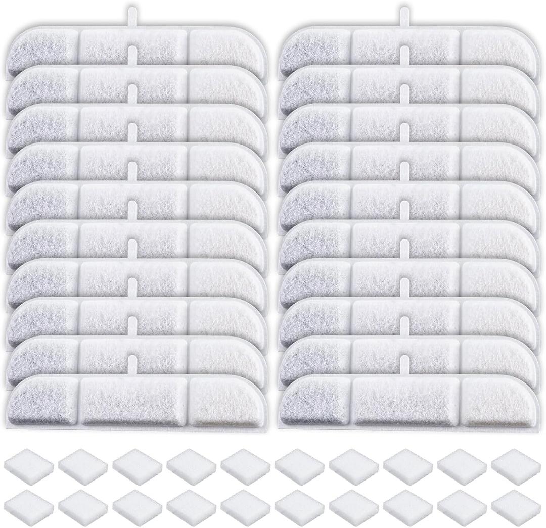 20 Packs Replacement Filters for DownyPaws Pet Wireless Cat Water Fountain 84oz/2.5L, Filter for Cat and Dogs Water Fountain DPWFP6(20 filter + 20 prefilter)