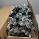 7.5Ft Snow-Flocked Artificial Christmas Tree, Hinged Pencil Slim Xmas Tree w/ 1189 Branch Tips, Folding Metal Base, Realistic Holiday Tree Decoration for Indoor and Outdoor Use