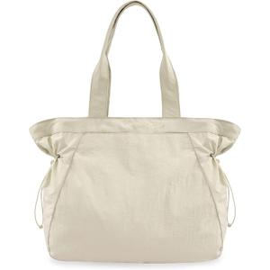 ODODOS 18L Side-Cinch Shopper Bags Lightweight Shoulder Bag Tote Handbag for Shopping Workout Beach Travel, Ivory