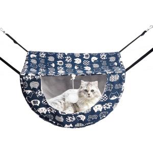 Cat Hammock for Cage with Ball,Hanging Pet Hammock Bed Adjustable, Double Layer Soft Sleeping Hammock for Cats, Ferret, Puppy,Rabbits,Small Animals, 1Pack (Blue)