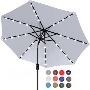 ABCCANOPY Durable Solar Led Patio Umbrellas with 32LED Lights 11FT (Light Gray)