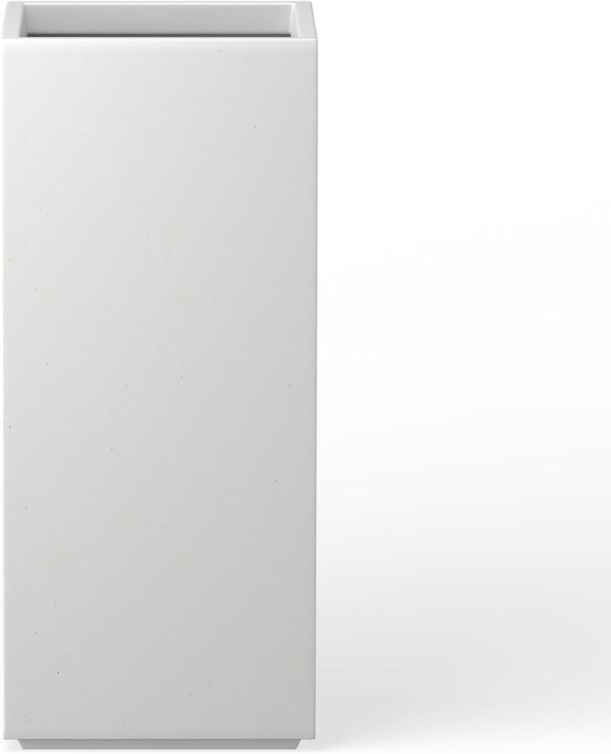 Kante 20.3" H Tall Rectangular Concrete Planter, Modern Square Diameter Plant Pot with Drainage Hole and Rubber Plug for Indoor Outdoor Home Patio Garden, Pure White