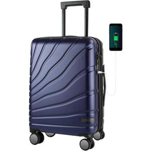 VANKEAN Carry On Luggage with Spinner Wheels & TSA Lock, Expandable Fashionable Hard Shell Suitcase airline approved, 20 Inch Carry-On, Navy