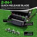 TIECTOWN 14-Inch 13.5 Amp 2-in-1 Electric Dethatcher and Scarifier with 11.5-Gallon Collection Bag, Lawn Dethatcher with 5-Position Depth Adjustment, Blade Replacement Without Tool - Green