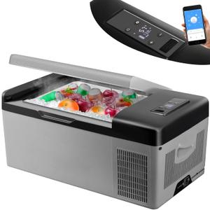 VEVOR 12 Volt Refrigerator 16 Qt, Gre,Portable Mini Car Fridge with -4-68 Cooling Range & App Control 12/24V DC & 110-240V AC Electric Compressor Cooler for Truck Vehicle RV Boat Outdoor & Home Use
