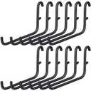 12 Pcs Pegboard Hooks, 6 x 9.5 Centimeters, Pegboard Accessories Compatible with IKEA Skadis Long Metal Storage Hooks for Tool Home Office Indoor Supply(Black)