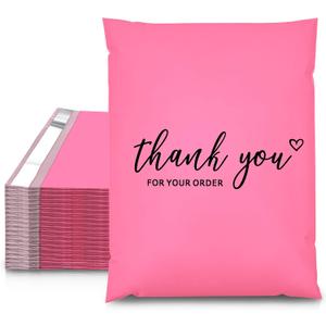 JinRuiKJ Thank You Poly Mailer 19x24 Inch 50 PCS, Shipping Bags for Clothing, Packaging Bags for Small Business, Strong Adhensive, Waterproof and Tear-Resistant Mailing Envelopes, Pink
