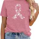 PQZ Breast Cancer Shirts for Women Cancer Awareness Tee Womens Butterfly Tee Shirt Cancer Survivor Tops (XXL)
