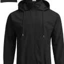 COOFANDY Men's Light Rain Jacket with Hood Packable Waterproof Raincoat Golf Rain Gear Travel Hiking Windbreaker (Black)