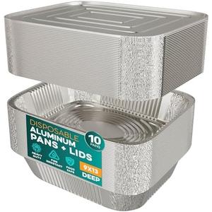 Aluminum Pans With Lids 9x13 [7 Sets] Aluminum Foil Pans Trays With Lids - Half Size Tin Foil Disposable Pans For Baking, Roasting, Cake Serving Dishes, Catering Supplies, Steam Table Chafing