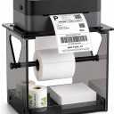 Acrylic Label Holder for Thermal Printer, 2-in-1 Desktop Stand for Fan-Fold & Roll Shipping Labels. Stable Thermal Label Roll Holder Featuring Anti-Slip Pads & Silicone Ring Limiters Office & Home
