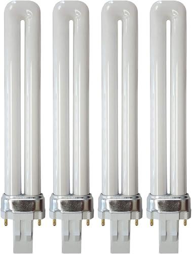 (Pack of 4) 13 Watt Single Tube 2 Pin GX23 Base - 5000K Bright White 50K - CFL Light Bulb - Replacement for Sylvania 21135 CF13DS/850- Philips 146878 PL-S 13W/850 and GE 97572 F13BX/850