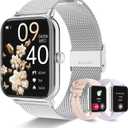 Smart Watch for Women with Bluetooth Call Answer/Dail Fitness Watch with Heart Rate Sleep Monitor Step Counter 120+ Sports Modes Waterproof Smartwatch for Android iOS (Sliver) (Silver)