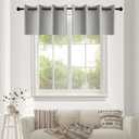 YGO Light Grey Blackout Curtain Valances, Thermal Insulated Short Grommet Curtain Panels,Small Half Window Valances for Kitchen, (52 X 18 Inches,2 Pieces)