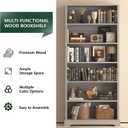 TVU 6 Tiers Wooden Bookshelf, 77.2" Tall Farmhouse Style Open Bookcase, 31.5" Wide Standing Book Shelf with Storage for Study Room, Living Room, Gray, 10.6" D x 31.5" W x 77.2" H