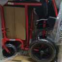 Drive Medical Lightweight Expedition Folding Transport Wheelchair - Ultra Lightweight Mobility Support for Seniors & Adults - Strong Aluminum Frame - Hand Brakes - Compact Folding Travel Chair - Red