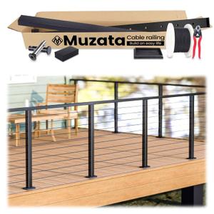 Muzata 13'-19'6" Black Complete Cable Railing Kit 36 Inch Cable Railing System for Decks with Post Handrail Length Adjustable Easy DIY with User Guide Complete Set RCS2 BH4S