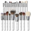 Professional Makeup Artist Brushes Set 26Pcs Real Natural Goat Hair Labeled White Makeup Brush Set with Foundation Powder blush concealer blending eyeshadow contour make up brushes set