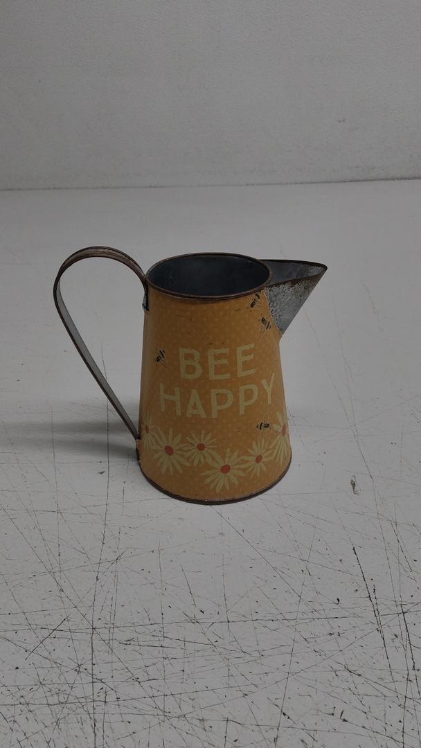 Primitives by Kathy Rustic Tin Pitcher, Small, Bee Happy