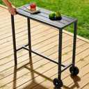 GarveeHome 39 Inch Outdoor Bar Table, Counter Height Table with Wheels & Adjustable Leveling Feet, Portable Black Bar Table for Kitchen, Patio, Balcony, Home Bar, 39 x 37 x 16 inches