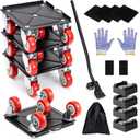 Furniture Dolly, Furniture Movers, Furniture Lifter Tool Set with 5 360° Rotatable Universal Wheels, Carbon Steel Panel Heavy Duty Dolly, Max Load 1750LBS