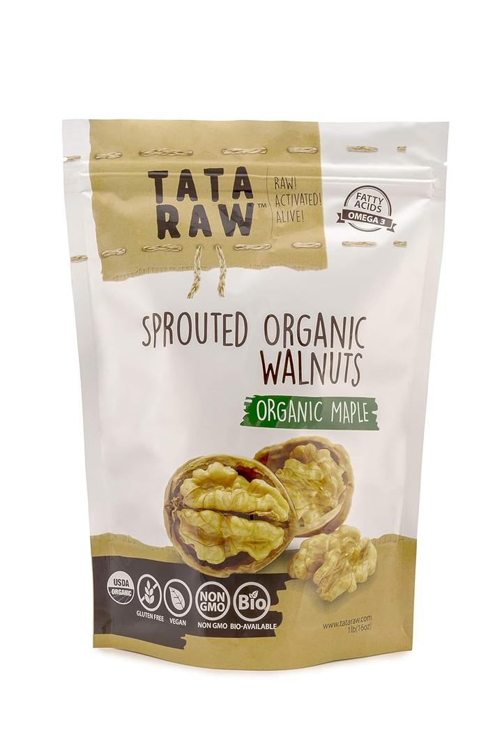 TATA RAW - Sprouted Organic Maple Walnuts -1 lb, BBD: 7/06/2026