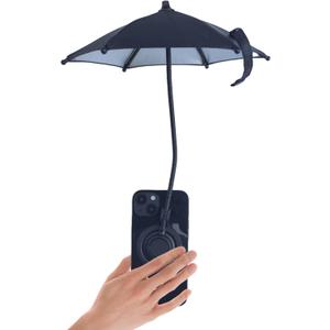 Magnetic Phone Umbrella for Sun with Universal Adjustable Ring Stand, Cellphone Holder with Outdoor Anti-Reflective Magnetic Umbrella Sun Shade for iPhone 17 16 15 14 Pro Max, Black