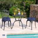 Outdoor Bistro Chair Cushions Set of 2, 15 inch Tufted Round Seat Cushions with Ties, Waterproof Chair Pad for Patio Deck Furniture