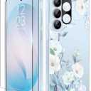 GVIEWIN for Samsung Galaxy S26 Plus Case, Clear Floral Slim Shockproof Protective Women Phone Case, Non-Yellowing, with Screen Protector&Camera Lens Protector for S26 Plus 6.7", Hibiscus