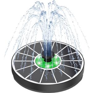 Yzert Solar Fountain White Lights Glass, 3.5W Solar Water Fountain with 2200 mAh Battery, Bird Bath Fountains Solar Power with 4 Fixers & 7 Nozzles for Outdoor,Patio, Garden Decor, Pond,Hummingbird
