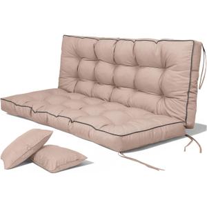 Porch Swing Cushions, Waterproof & Fade Resistant Outdoor Swing Cushion 55 Inch, Swing Cushions 3 Seater Replacement for Outdoor Furniture, Patio, Garden (Khaki, 55 x 40 inch)