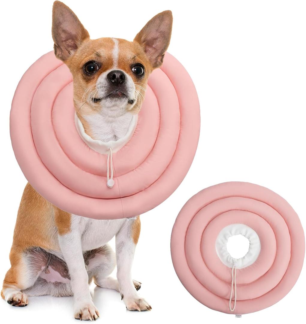 Soft Dog Cones, Recovery Dog Donut Collar After Surgery-Cone of Shame Alternative, Pet Elizabethan E-Collar Anti-Bite Lick Wound Healing Adjustable for Small Large Medium Dogs-BARDIMIES (2XL(Neck Girth8.6-18IN), Pink)