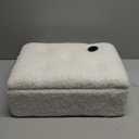 Storage Ottoman, Small Foot Stool Ottoman with Storage, Boucle Teddy Velvet Foot Rest with Padded Seat, Sturdy Wood Legs Stool for Living Room, Bedroom, Couch, Enterway (Cream)