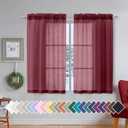 Aiyufeng Short Sheer Black Curtains for Living Room 45 inch Length 2 Panels Set, Semitransparent Balance Privacy & Light Vertical Farmhouse Sheer Drapes for Bedroom, W40 x L45 (Burgundy)