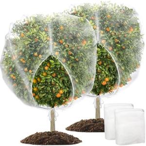 wohohoho 2Pcs 8 x 8ft Large Fruits Tree Netting, Insect Bird Barrier Tree Net with Drawstring and Zipper, Plant Cover Fruit Tree Protection to Prevent Tomato Blueberry Vegetable from Squirrels Birds