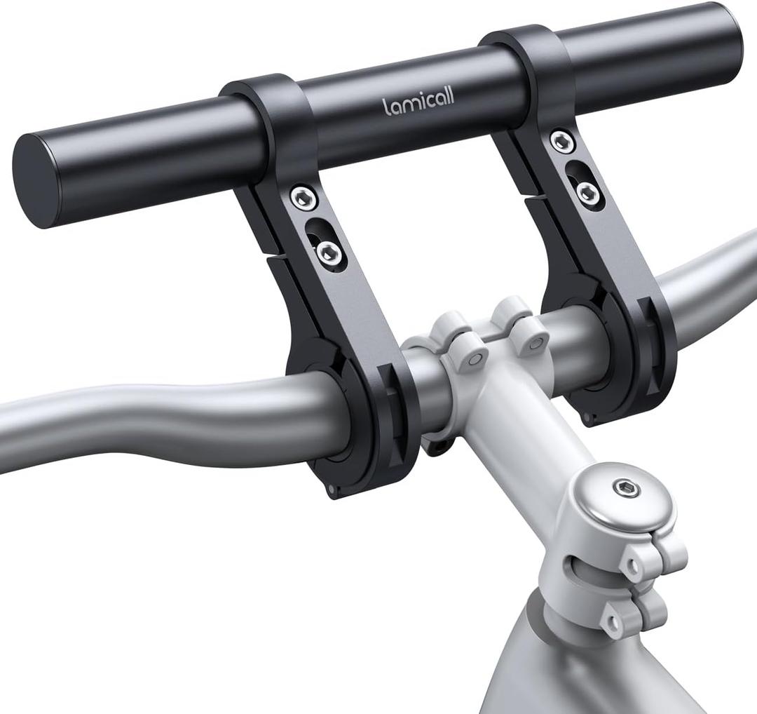 Lamicall Bike Handlebar Extender - 7.9" Long Aluminum Alloy Handlebar Extension with Two Mounting Clamp Bracket, for Bicycle and Motorcycle Handlebars with Diameter of 0.875" to 1.34"