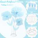 WARMALL 3PCS Giant Flowers for Decoration, 5.9Ft Large Artificial Silk Flower with Stems and Stands, Wedding Party Banquet Graduation Home Garden Shop Window Photography Props Background DecorBlue