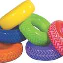 Fun Express Inflatable Obstacle Course Tires for Kids PE Equipment - 6 Colorful Vinyl Tires Set for Indoor Outdoor Games | Perfect for Ages 3-12 Backyard Field Day Activities