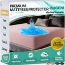 OhGeni 100% Waterproof Mattress Protector, Queen Size Pink, Fitted Sheet with Deep Pockets, 6''-18'', Premium Noiseless Breathable Soft Material, Mattresses Cover for Bed