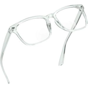 LifeArt Bifocal Reading Glasses with Round Lenses, Blue Light Blocking Glasses for Women Men, Anti Glare, Reduce Eyestrain (Clear, 1.50 Magnification)