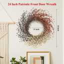 24 Inch Summer Patriotic Wreath for 4th July, Independence Day Wreath Pip Berry for American Farmhouse Grapevine Front Door Wall Window Decoration Home Dcor