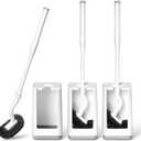 Toilet Bowl Brush and Holder 3 Pack Sturdy Plastic Long Handled Toilet Brushes for Bathroom with Ventilated Base Easy to Assemble for Deep Cleaning (White 3)