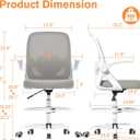 ORRSAKER Drafting Chair Tall Office Chair for Standing Desk, Breathable Mesh Ergonomic Computer Desk Chair with Flip-Up Armrests, Adjustable Lumbar Support and Footrest Ring,300 LBSGray, O355-S