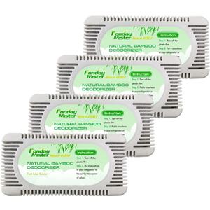 4Packs Fonday Refrigerator Deodorizer Odor Eliminator for Fridges Freezers Coolers Lunch Boxes Bamboo Charcoal More Effective Than Baking Soda
