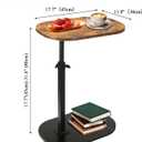 Side Table TV Tray for Couch,Height Adjustable 360° Swivel C Shaped End Table for Small Spaces,Bedside Bathroom Living Room (Vintage Brown), One Size